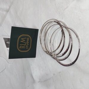 RLM Studio Hammered Sterling Silver Bangle Bracelets 5pc.Set